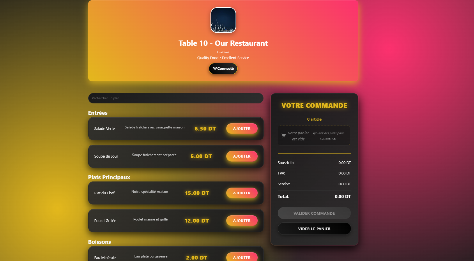 QR Menu Resto - Menu Interface